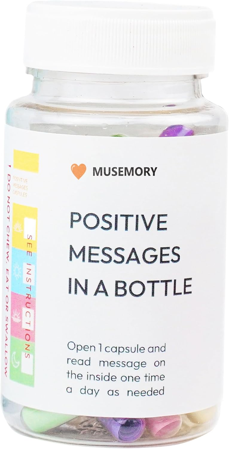 Musemory 50 Positive Messages in Bottle,Anxiety Relief Items, Stress Relief, Self Care Kit for Mediation,Positive Affirmation Gifts for Women, Self Care Kit for Mediation, Unique Health and Wellness Gifts - Image 1